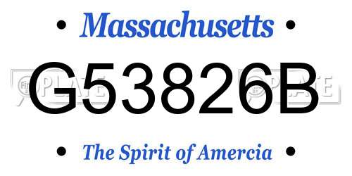 G53826B Massachusetts License Plate