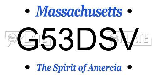 G53DSV Massachusetts License Plate