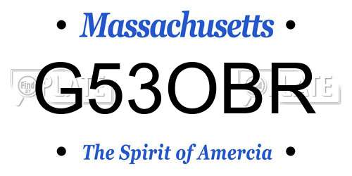 G53OBR Massachusetts License Plate