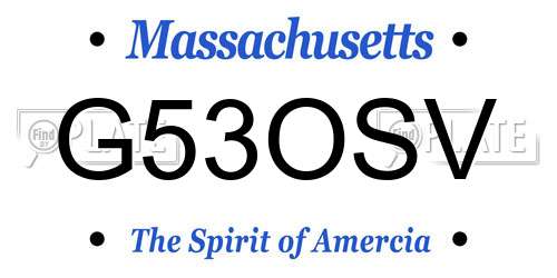 G53OSV Massachusetts License Plate