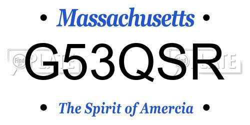 G53QSR Massachusetts License Plate