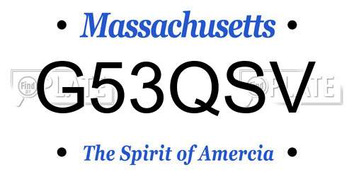G53QSV Massachusetts License Plate
