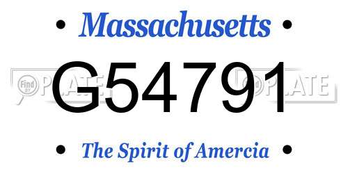 G54791 Massachusetts License Plate