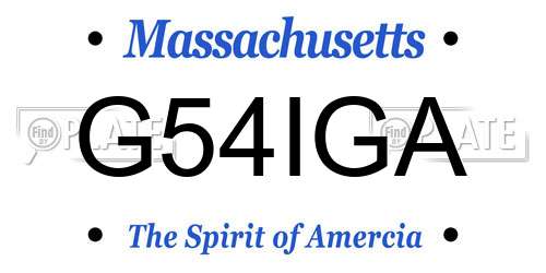G54IGA Massachusetts License Plate