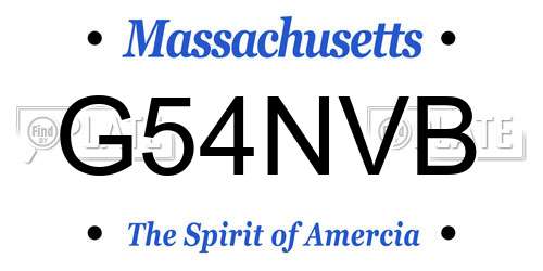 G54NVB Massachusetts License Plate