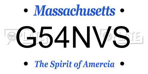 G54NVS Massachusetts License Plate