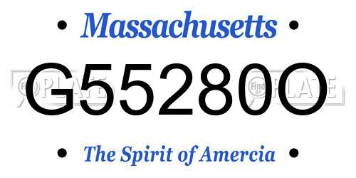 G55280O Massachusetts License Plate