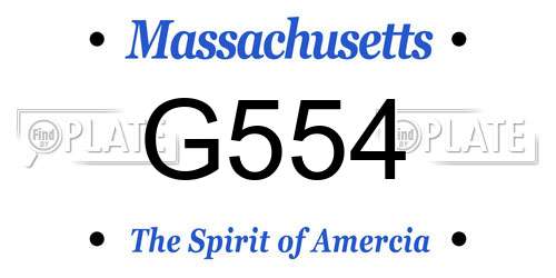 G554 Massachusetts License Plate