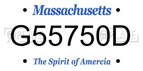 G55750D Massachusetts License Plate