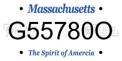 G55780O Massachusetts License Plate