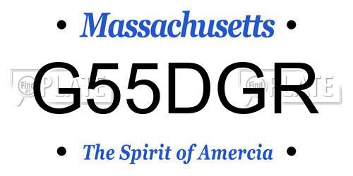 G55DGR Massachusetts License Plate