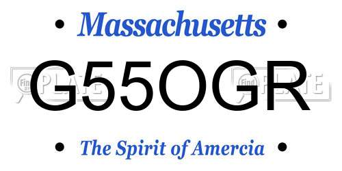 G55OGR Massachusetts License Plate