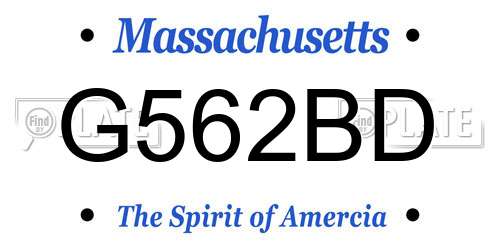G562BD Massachusetts License Plate
