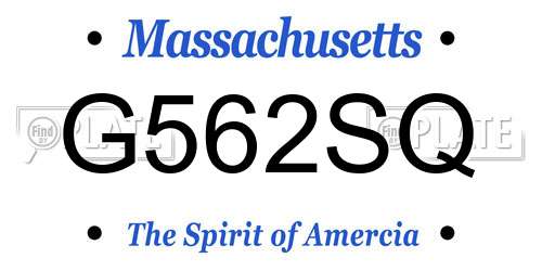G562SQ Massachusetts License Plate