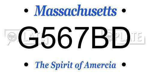 G567BD Massachusetts License Plate