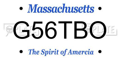 G56TBO Massachusetts License Plate