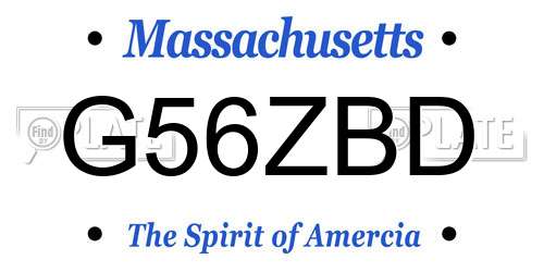 G56ZBD Massachusetts License Plate