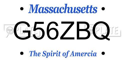 G56ZBQ Massachusetts License Plate