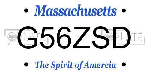 G56ZSD Massachusetts License Plate