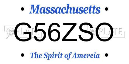 G56ZSO Massachusetts License Plate
