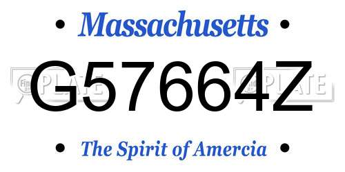 G57664Z Massachusetts License Plate