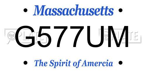 G577UM Massachusetts License Plate