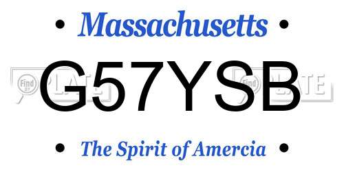 G57YSB Massachusetts License Plate
