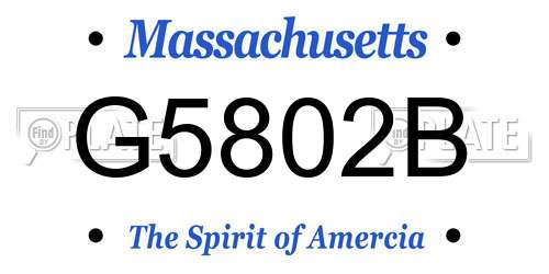 G5802B Massachusetts License Plate