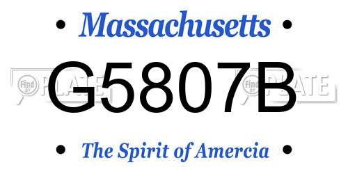G5807B Massachusetts License Plate