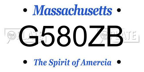 G580ZB Massachusetts License Plate