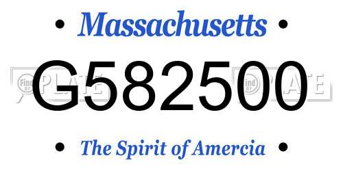 G582500 Massachusetts License Plate