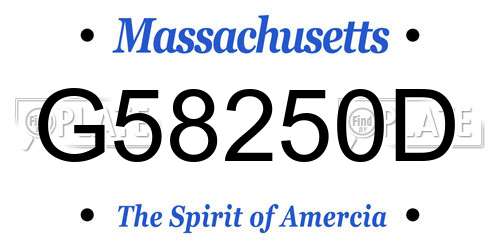 G58250D Massachusetts License Plate