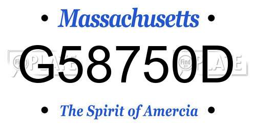G58750D Massachusetts License Plate
