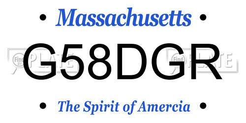 G58DGR Massachusetts License Plate
