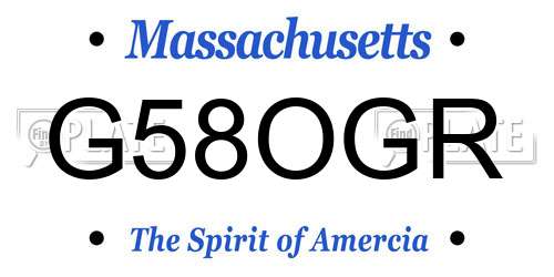 G58OGR Massachusetts License Plate