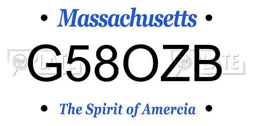 G58OZB Massachusetts License Plate