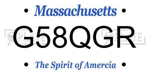 G58QGR Massachusetts License Plate
