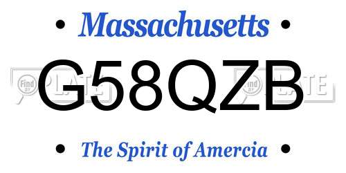 G58QZB Massachusetts License Plate