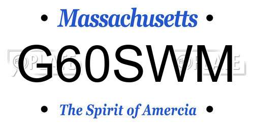 G60SWM Massachusetts License Plate