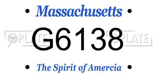 G6138 Massachusetts License Plate