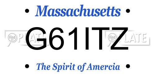 G61ITZ Massachusetts License Plate