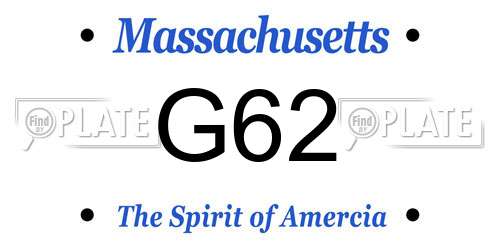 G62 Massachusetts License Plate