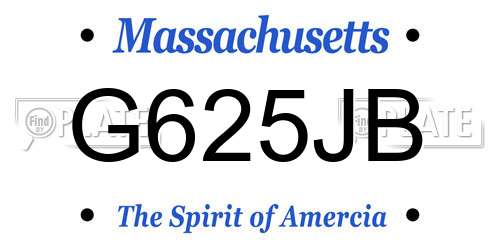 G625JB Massachusetts License Plate