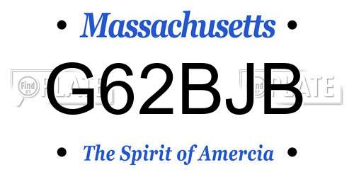 G62BJB Massachusetts License Plate