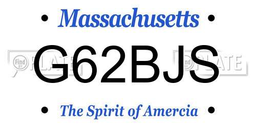 G62BJS Massachusetts License Plate