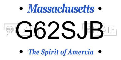 G62SJB Massachusetts License Plate