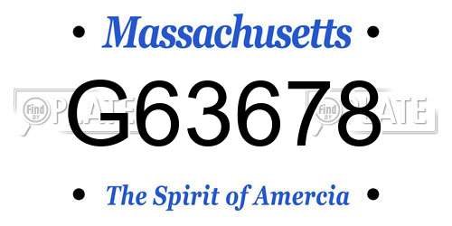 G63678 Massachusetts License Plate
