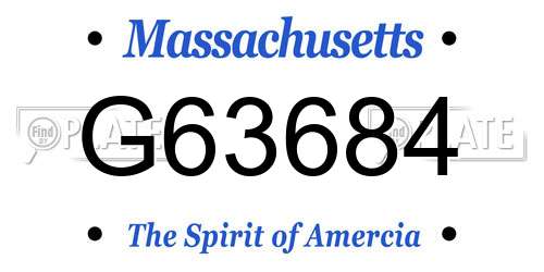 G63684 Massachusetts License Plate