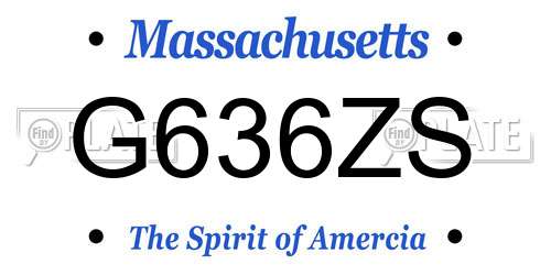 G636ZS Massachusetts License Plate