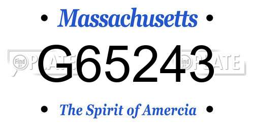 G65243 Massachusetts License Plate